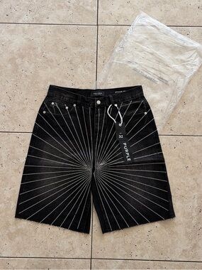 Purple Brand Rhinestone Jorts